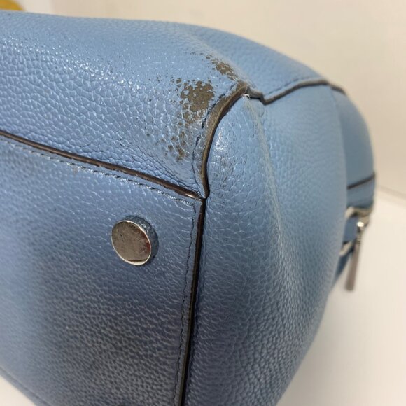 Michael Kors Mercer Duffel Bowling Shoulder Crossbody Bag Denim Blue Leather - Picture 12 of 15